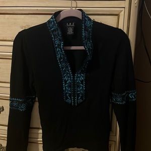 I•N•C black women’s  top with turquoise. Size large.